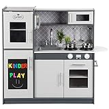✔️ [Kinderplay - Kinderküchen aus Holz. Diese Spielküche is 83 cm hoch. Tischplatte 46 cm über dem Boden] - Eine Holzküche sieht viel besser aus als eine Plastikküche. Es ist auch haltbarer. Sie wird ein vollwertiges Möbelstück im Kinderzimmer sein. Geräumige Schränke eignen sich perfekt zur Aufbewahrung von Produkten, Küchenutensilien und sogar Spielzeug. Die Küche ist 83 cm hoch. Die Höhe vom Boden bis zur Arbeitsplatte beträgt 46 cm!
