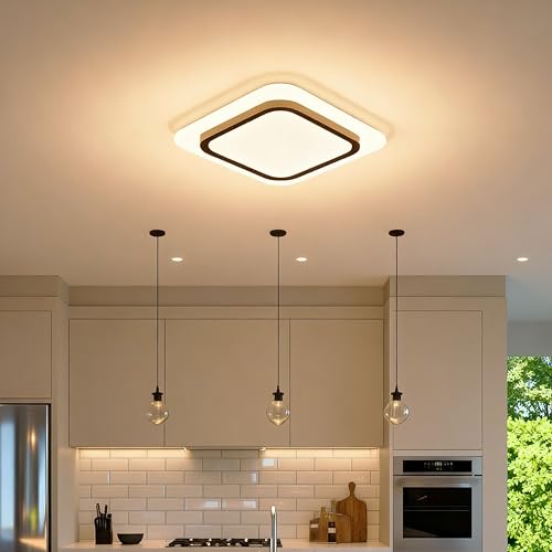 Image of LED Ceiling Light 50W - Black Square Panel, 3 Color Modes, Eye Protection, CRI ≥97, 24cm for Bedroom | Studyroom | Corridor