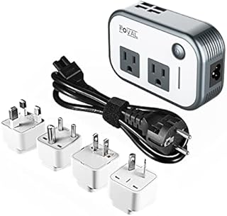 FOVAL Power Step Down 240V to 100V Voltage Converter with 4-Port USB International Travel Adapter for China UK European Etc - [Use for US appliances Overseas]