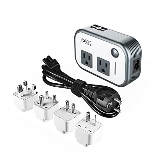 FOVAL Power Step Down 220V to 110V Voltage Converter International Travel Adapter for Hair Straightener/Curling Iron Including US/AU/EU/UK/India Universal Plug Adapter