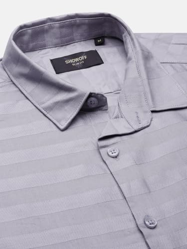 Image of SHOWOFFFF Men Solid Casual Shirt | Spread Collar Full Sleeves Cotton Shirt for Mens | Slim Fit Regular Length Shirt for Men's