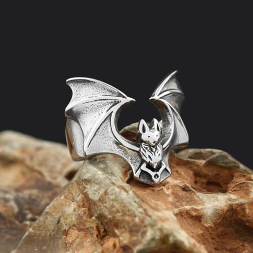 Bague bat punk vintage ajustable et résistante pour soirées