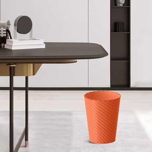 Image of Lysam Bathroom Trash Can, 3 Pack 1.8 Gallons Small Trash Can with Trash Bags, Bathroom Garbage Can, Plastic Trash Bin, Round Waste Basket for Bedroom, Office, Kitchen, Compact Space (Orange)