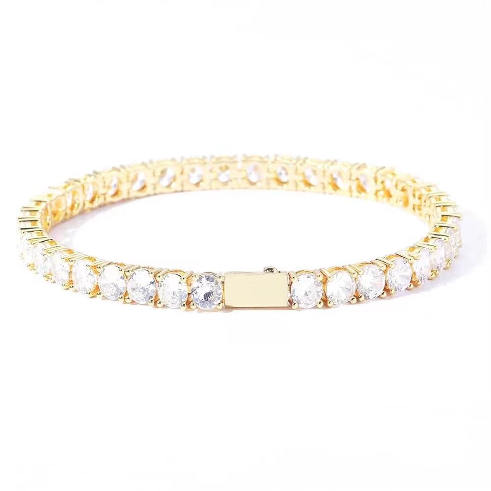 18K men's moissanite diamond bracelet, round cut real diamond women's fashion accessory high-end jewelry ﻿ ﻿