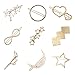 Women Lady Girl Gold Minimalist Bowknot Oval Circle Moon Star Pearl Hair Clip Snap Barrette Comb Stick Claw Crab Clamp Hairpin (Gold)