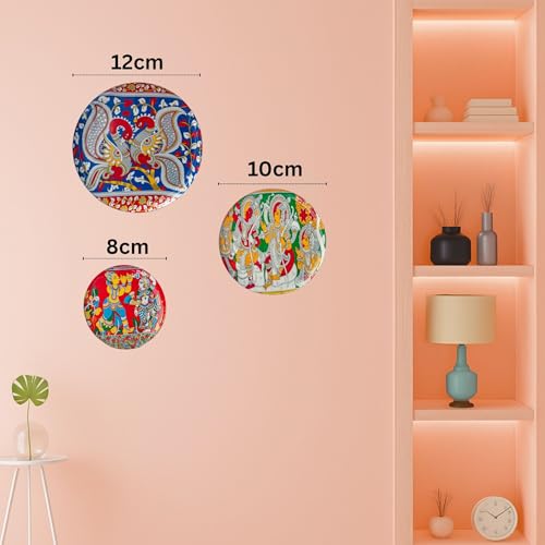 RITUALISTIC Kalamkari Madhubani Wall Plates for home decoration | Wall decor items for living room | Metal Wall décor | Gift items for women and men | Home Décor Gift Item | Set of 3 plate - Image 4