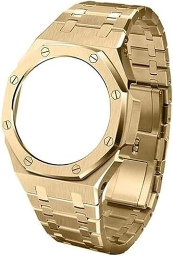 RAYESS 5rd/4rd All Stainless Steel Watch Bezel Strap Replacement Accessories，For GA2100/GA2110 Men's Women Watches Modification Upgrade With Tool(4rd Gold-sliver)