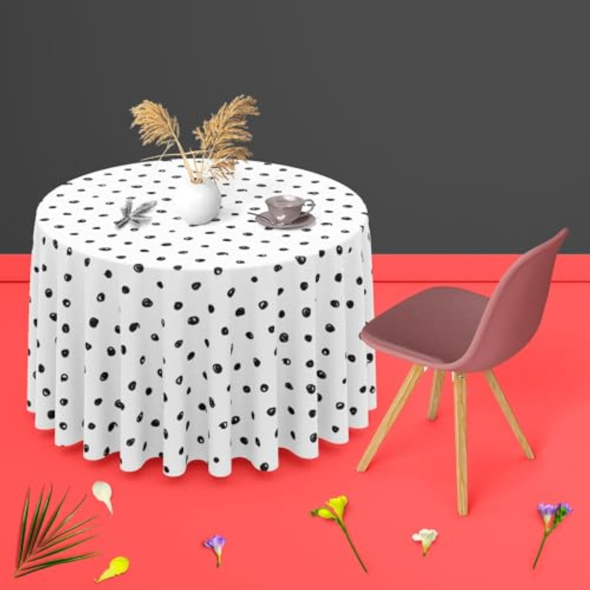 Black Polka Table Cloth Cover for Dining & Center Table