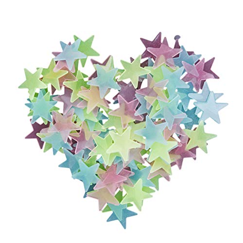 50PCS Autocollants Lumineux, fluorescents et Lumineux dans l'obscurité, Autocollants,Étoile Lune Autocollants lumineux phosphorescentes Stickers Muraux Décoration murale Fluorescents dans l'obscuri Cover