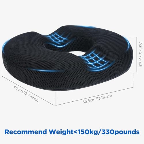 Coussin de siège donut en mousse à mémoire de forme ergonomique antidérapant