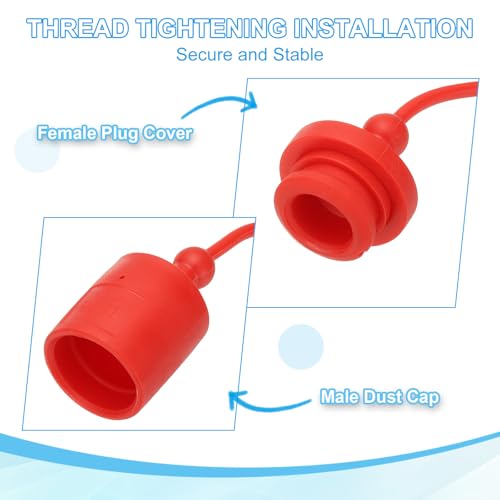 Image of PATIKIL 3 /4 inch ISO-B Hydraulic Coupler Male Dust Cap and Female Plug Cover, Set of 4 Rubber Quick Disconnects Port Plug Cover Fittings Red Cap with Retention Ring