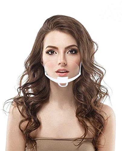FatCat Wall Graphics Transparent Reusable Safety Open Face Food Protective Mouth Cover Plastic Face Mouth Reusable Cover Sanitary (10pcs)