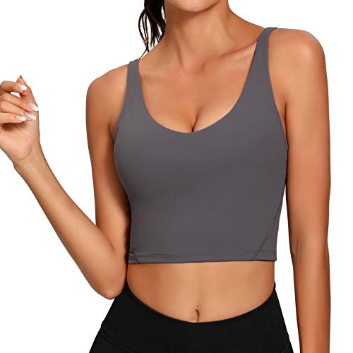 Image of Lemedy Women Sports Bra Longline Crop Tank Top Padded Workout Running Yoga