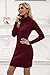 Imuedaen Strickkleid Damen Rollkragen Elegant Langarm Tunika Pullikleid Lang Strickpullover Minikleid Pullover für Herbst Winter (A Burgund, S)