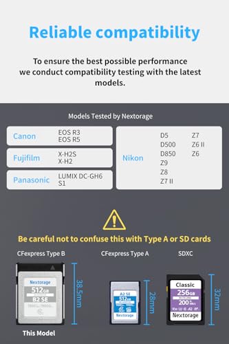 Image of Nextorage CFexpress Type B Memory Card SE Series 128GB max Read 1100MB /s