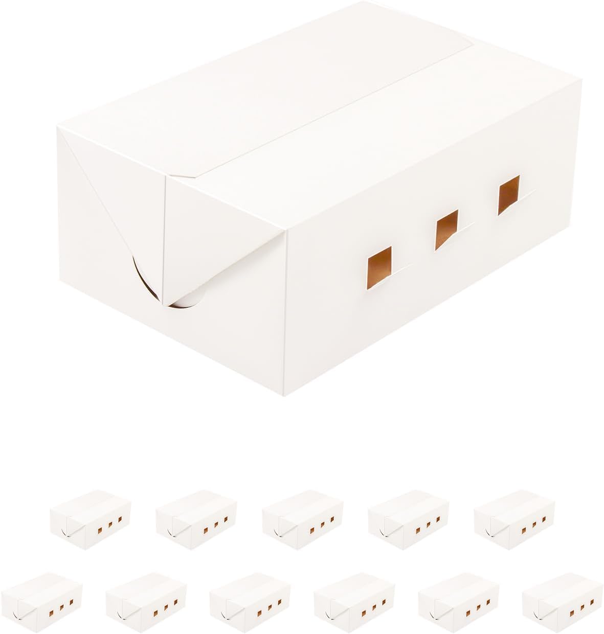 12 Take Out Food Containers, 9x6x3.5 Inches White Cardboard Lunch Boxes, Catering Boxes, Paper Food To Go Boxes
