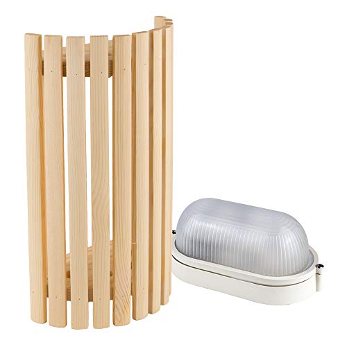 Kit d'éclairage de Sauna Abat-jour Sawo 914-VP de Pin avec E27 IP54 Lampe de Sauna et Câble de Silicone 5m SiHF