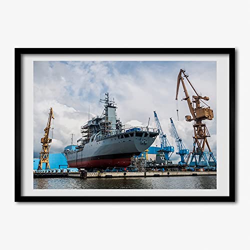 Affiche de Navire du Chantier Naval : Cadre en Bois MDF Moderne Tulup 70x50 cm Résistant