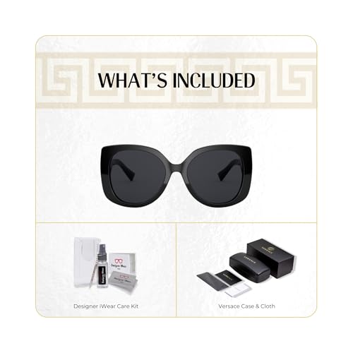 Versace VE4387 Rectangular Sunglasses for Women +BUNDLE with ACCESSORY EYEWEAR KIT2