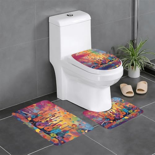 Tapis de salle de bain antidérapants colorés lot de 3 pour sol sécurisé - 2