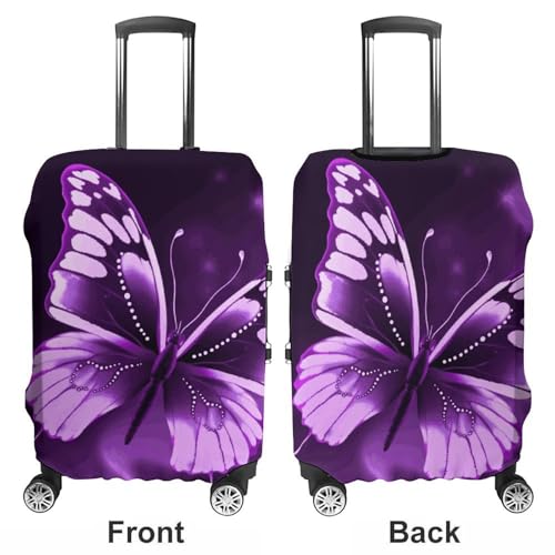 Cute Purple Butterfly Printed Luggage Cover Protector, Fits 18-32 Inch Luggage3