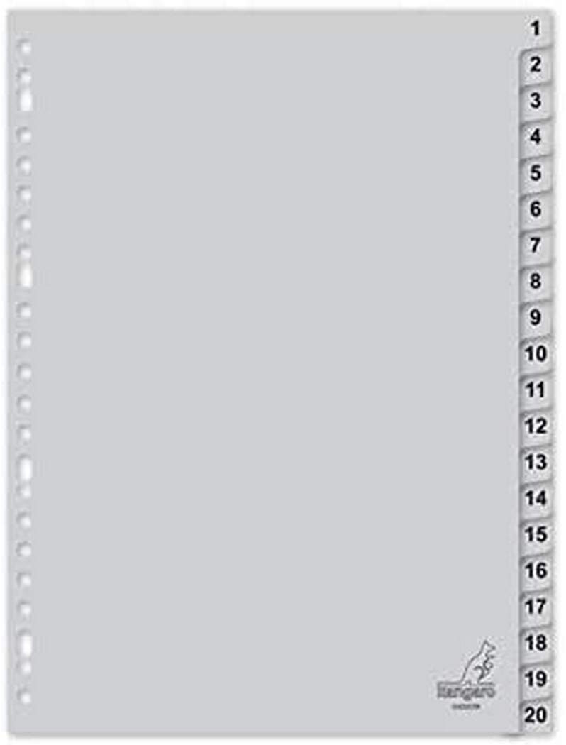 Kangaro Register A4 Number PP 120 Micron 23rs 20 Pieces Grey