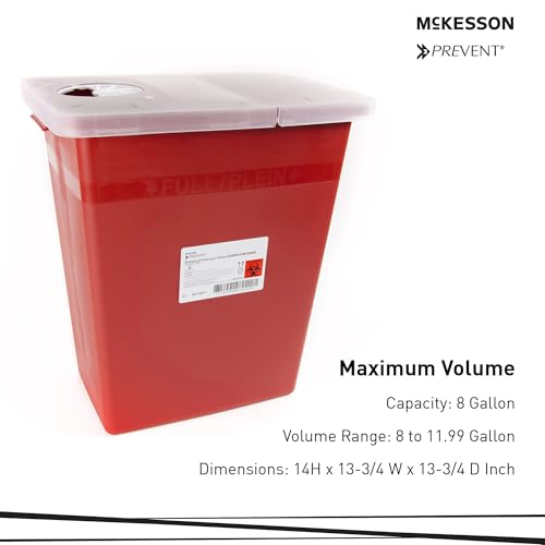 McKesson Prevent Sharps Container, Red, 8 gal, 3 x 4 x 13 in, 3 x 4 x 14 in - image 2