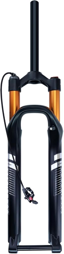HOMSXPAC Mountain Bike Forks 27.5/29inch Bikes 1-1/8" Straight/tapered Front 120mm Travel Rebound Damping Manual/Remote 15 * 100mm Thru Axle(Straight-remote,GOLD_