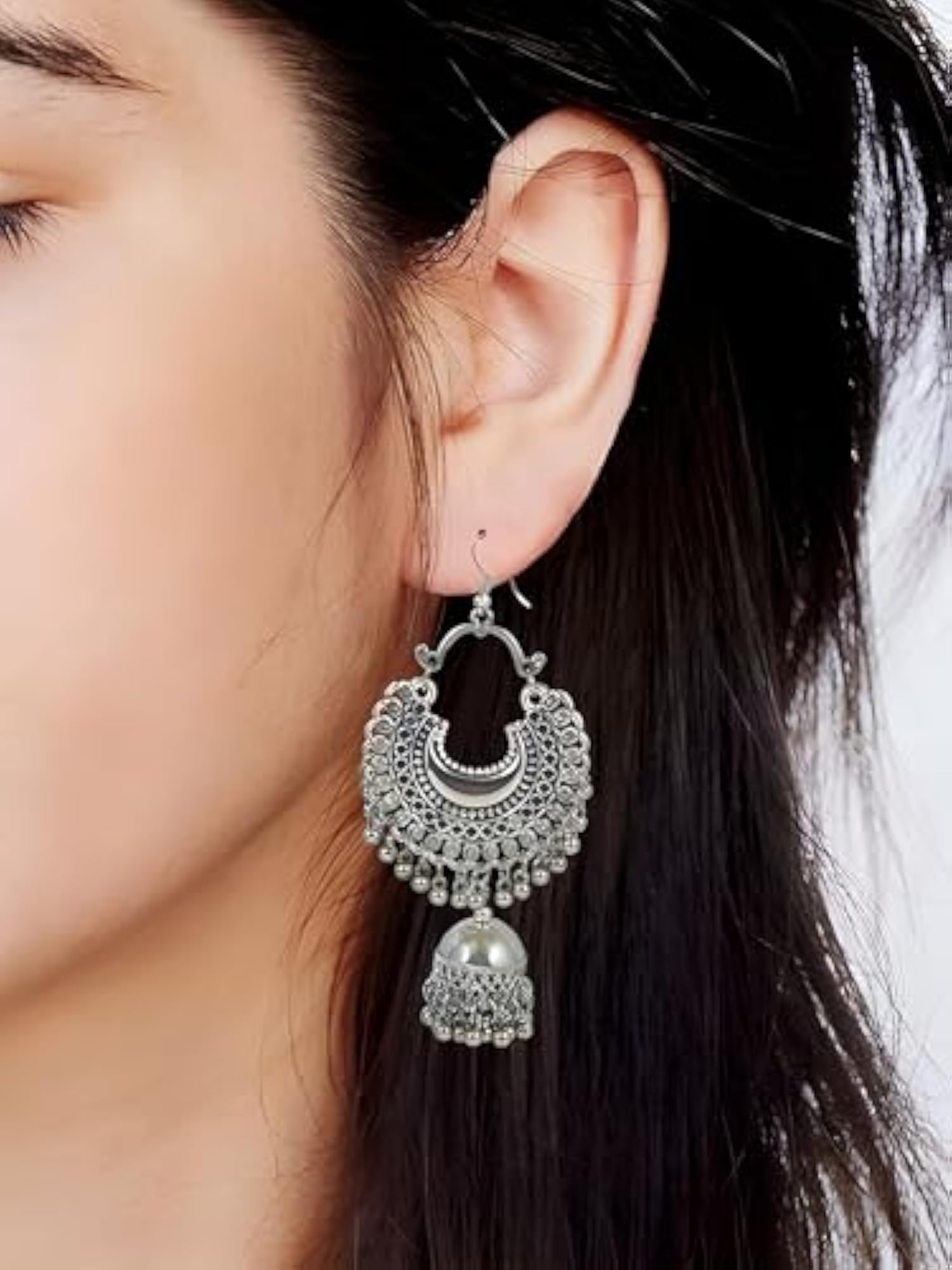 Women's Antique Multi-Handmade Oxidized Peacock & Chandbali Earring Combo