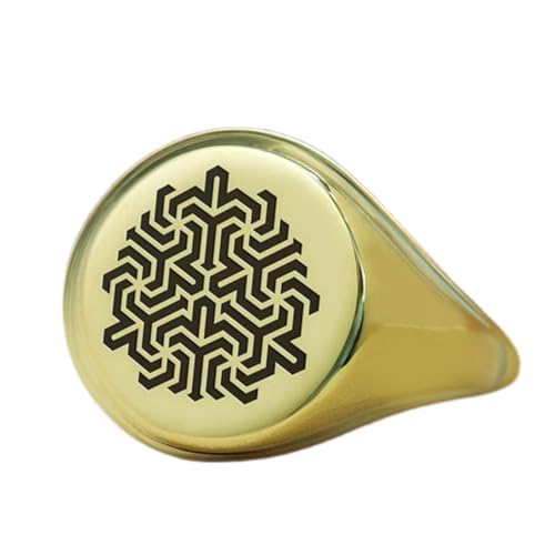 Bague labyrinthe ronde en argent 925 doré à l'or fin de style vintage chic