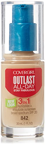 Covergirl Outlast Stay Fabulous 3 in 1 Foundation and Broad Spectrum SPF 20, #842 Medium Beige - 1 Oz, Pack of 2