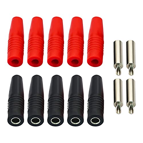10 pares adaptadores banana 4mm con funda aislante miniatura 2