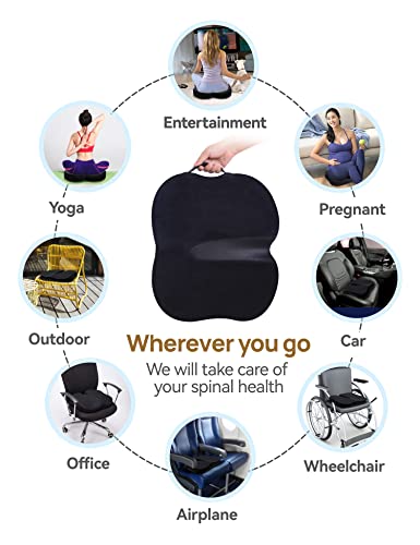 Memory Foam Coccyx Orthopedic Seat Cushion, TravelEase Seat Cushion for Lower Back Pain and Sciatica Tailbone Pain Relief – Fit for Office Chair, Car Seat, Wheelchair (Black) - Image 6