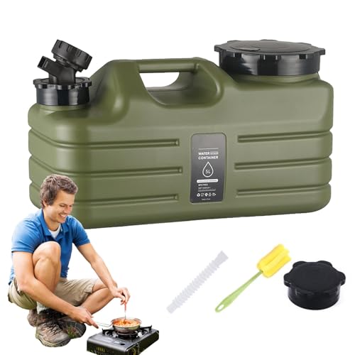 Contenedor de almacenamiento de agua con grifo, tanque de agua para exteriores de 5 litros, cubo de agua portátil para acampar con grifo, portador de agua de gran capacidad a prueba de fugas para