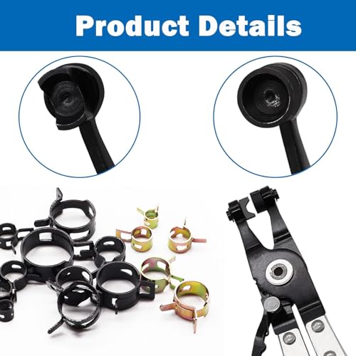 Image of Tnisesm 210Pcs 6-25mm Spring Band Hose Clamps Assortment kits with Swivel Flat Hose Clamp Plier, Spring Band Type Fuel Line Silicone Vacuum Hose Steel Clamp,Low Pressure Air Clip Clamp
