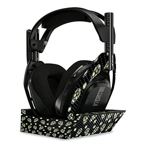 Image of MightySkins Carbon Fiber Skin Compatible with Astro A50 Wireless Headphones + Base Station (Gen 4) - Nighttime Skulls | Protective, Durable Textured Carbon Fiber Finish | Easy to Apply