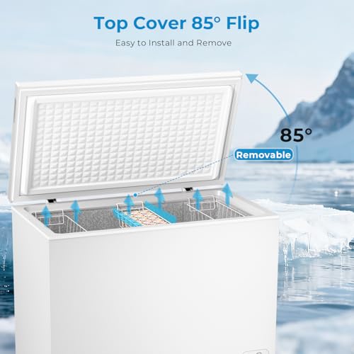Image of Antarctic Star Chest Freezer 10.0 Cubic Feet Deep Freezer with 3 Baskets, Top Open Door Compact Freezer, Adjustable Temperature for Home Dorm, Bar, Basement, Kitchen, White