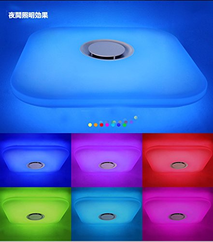 Upgrade Smartphone APP Ceiling Light Bluetooth Speaker with Remote,Dimmable RGB Color Changing, Daylight to The Warm Light, Music Ceiling Light Fixture for Bedroom Kids Room