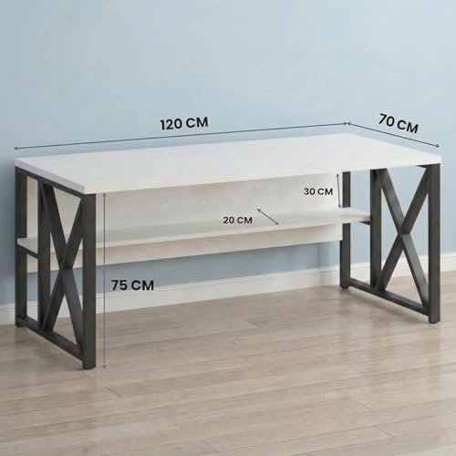 Image of TEKAVO Burako Executive Workstation Table for Home & Office | Office Table for Office Work | 120 cm Long Table and 70 cm Depth with Bottom Storage Shelf - DIY