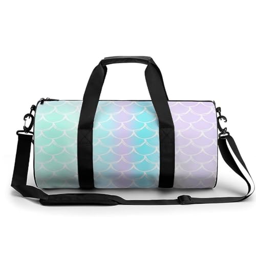 Sac de sport écailles bleues et violettes 45x23x23cm pour voyage et gym