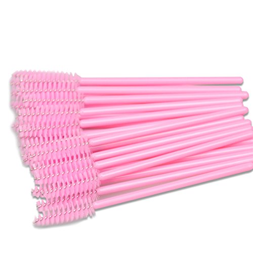 100 Pcs Disposable Eyelash Mascara Brushes Wands Applicator Makeup Brush Pink