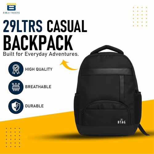 Image of Btag 27Ltrs Stylish Laptop & Casual Backpack | Water-Resistant, Comfortable, Lightweight & Trendy | Large Storage, Smooth Zippers, Spacious & Travel-Friendly | Ideal for Work, Study & Daily Use