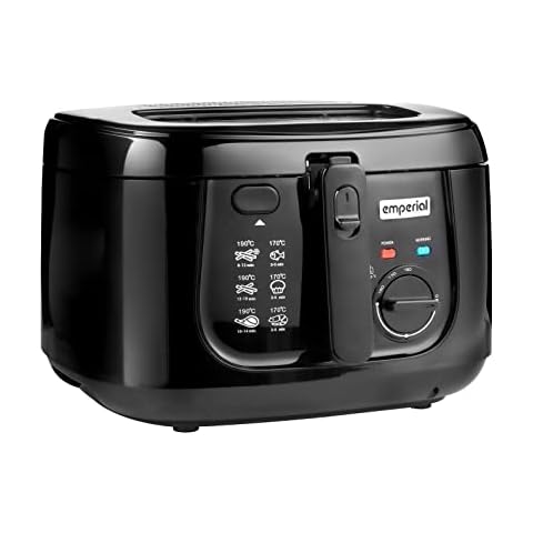 Emperial 2.5L Deep Fat Fryer Adjustable Temperature Control & Removable Basket 1800W - Black Cover