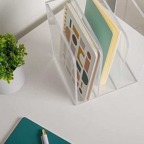 Martha Stewart Organizador de arquivos Brody, organizador de arquivos de mesa de 3 seções, organizad