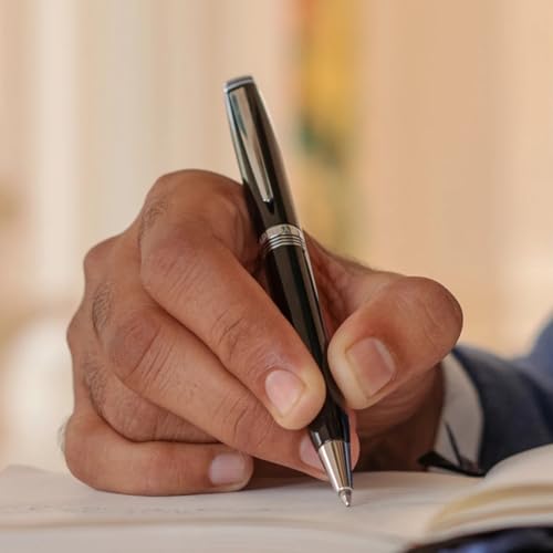 Image of Venti Gold Trim Roller Ball Pen| Black Body Color | Ink Color - Black| Novel Gifts For Professionals | Premium Pens For Personal & Professional Use | Return Gift | (5062-Brown, RollerBall Pen)
