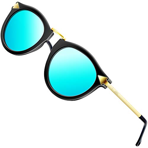 ATTCL Vintage Fashion Round Arrow Style Polarized Sunglasses for Women 1189-Bblue