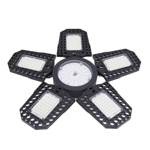 Gsycle LED-Garagenleuchten, superhell, 2994 Lichtstrom, 6000 K, LED-Ladenleuchte mit 6 verformbaren Paneelen, einschraubbare LED-Leuchtmittel mit E26- und E27-Fassung, Leuchten für die (Kühles Weiß)