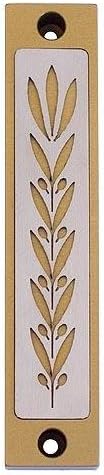 Agayof Wheat and Leaf Shin Mezuzah 2 x 10cm - Blue
