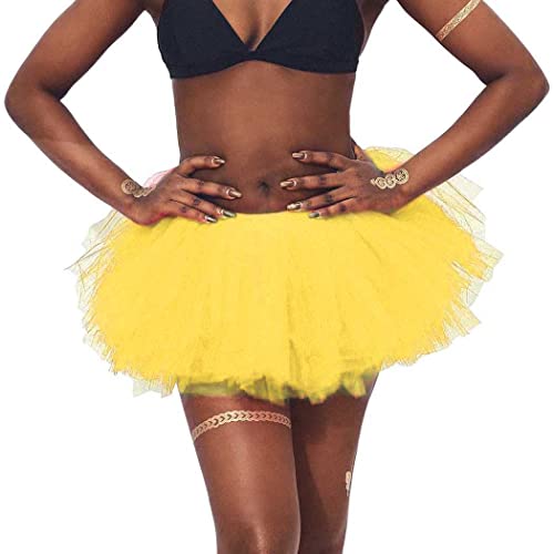 Reetan Ballet Tutu Skirt Tulle Elastic Dance Skirt Six-Layered Tutu Skirts Fashion Performance Costume For Women And Girls (Yellow) #TOP18