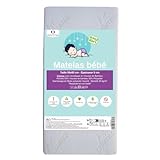 Easy Dort Babymatratze 50 x 83 cm | Wiege oder Babybett | hergestellt in Frankreich | antibakteriell | Sommer & Winter | doppelseitig | sehr bequem | Bezug aus Bambus | Öko-Tex® | Weiß |